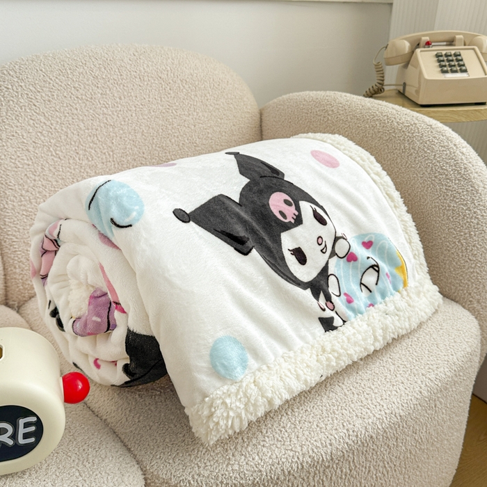 91家纺网 家纺一手货源 找家纺 花满路 2025新款亲肤舒适三丽鸥羊羔毛毯 泡泡库洛米