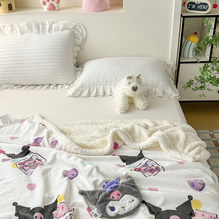 91家纺网 家纺一手货源 找家纺 花满路 2025新款亲肤舒适三丽鸥羊羔毛毯 泡泡库洛米