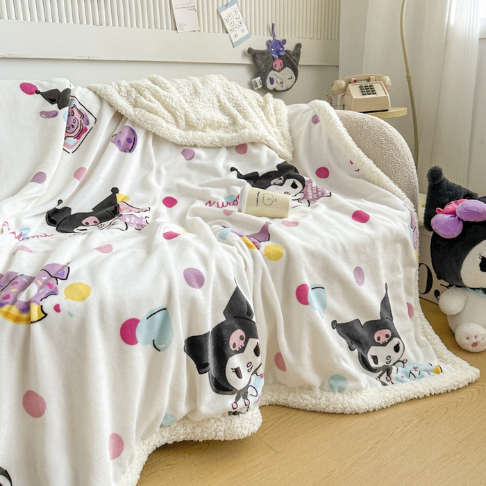 91家纺网 家纺一手货源 找家纺 花满路 2025新款亲肤舒适三丽鸥羊羔毛毯 泡泡库洛米