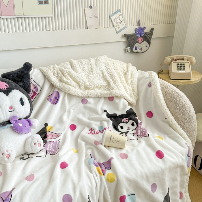 91家纺网 家纺一手货源 找家纺 花满路 2025新款亲肤舒适三丽鸥羊羔毛毯 泡泡库洛米