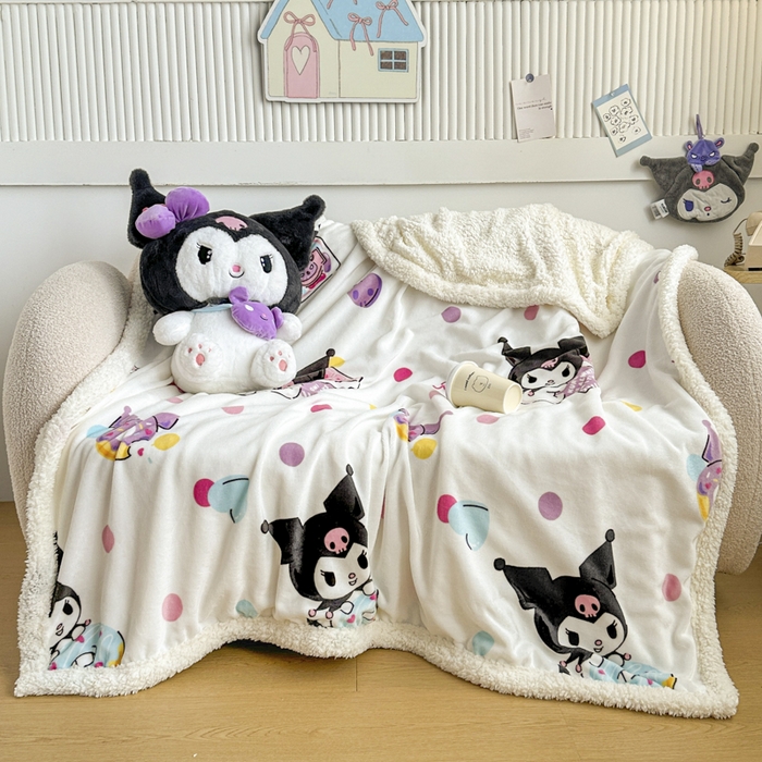 91家纺网 家纺一手货源 找家纺 花满路 2025新款亲肤舒适三丽鸥羊羔毛毯 泡泡库洛米