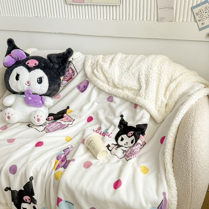 91家纺网 家纺一手货源 找家纺 花满路 2025新款亲肤舒适三丽鸥羊羔毛毯 泡泡库洛米