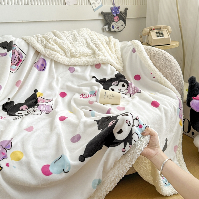 91家纺网 家纺一手货源 找家纺 花满路 2025新款亲肤舒适三丽鸥羊羔毛毯 泡泡库洛米