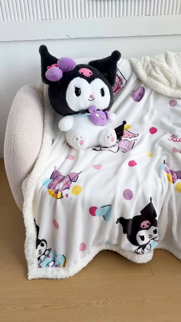 91家纺网 家纺一手货源 找家纺 花满路 2025新款亲肤舒适三丽鸥羊羔毛毯 泡泡库洛米