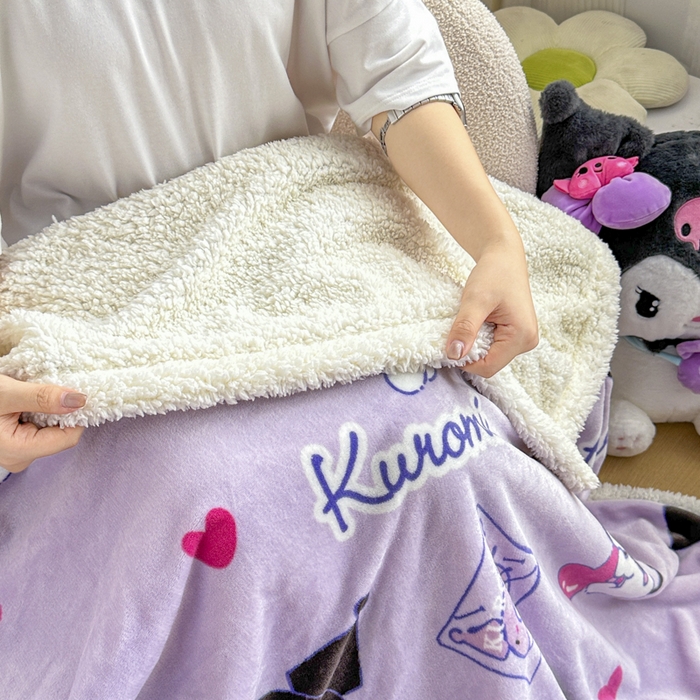 91家纺网 家纺一手货源 找家纺 花满路 2025新款亲肤舒适三丽鸥羊羔毛毯 派对库洛米