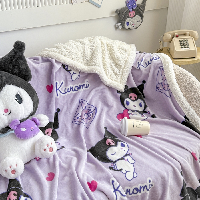 91家纺网 家纺一手货源 找家纺 花满路 2025新款亲肤舒适三丽鸥羊羔毛毯 派对库洛米