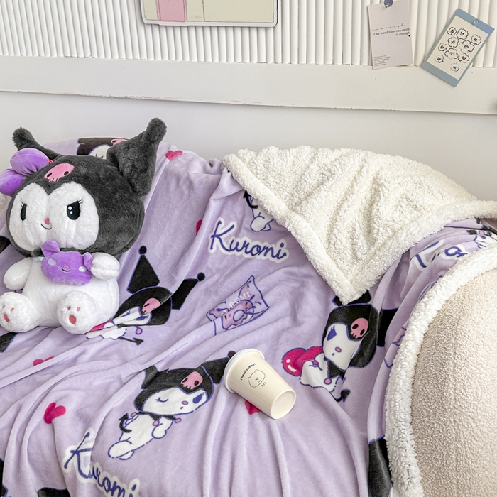 91家纺网 家纺一手货源 找家纺 花满路 2025新款亲肤舒适三丽鸥羊羔毛毯 派对库洛米