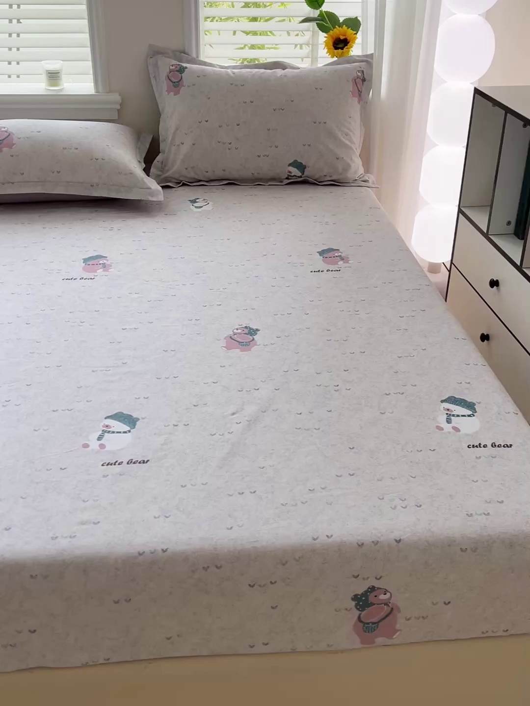 91家纺网 家纺一手货源 找家纺 依庭 2025新款高克重全棉纯棉磨毛印花床笠单品床笠 幸福小熊