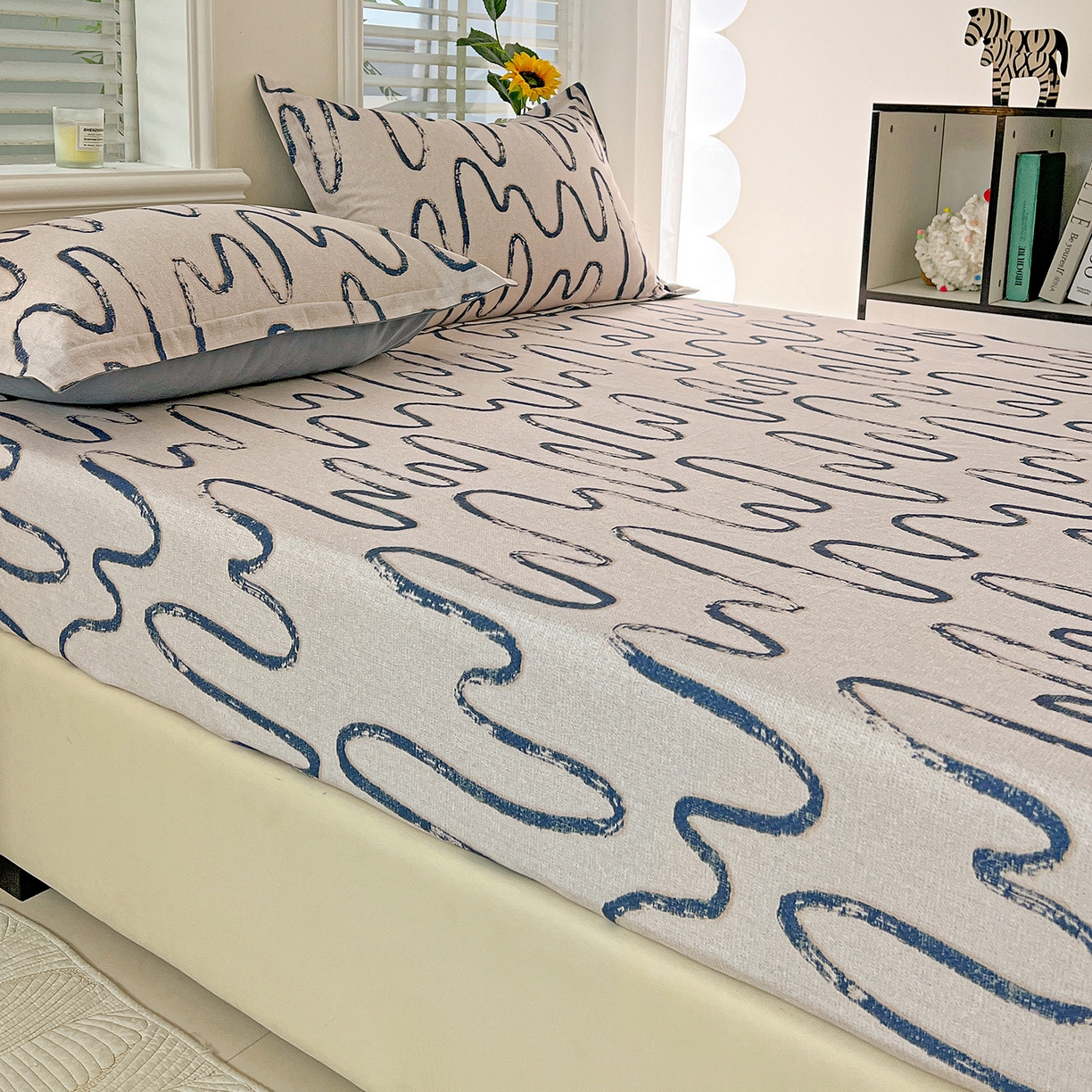 91家纺网 家纺一手货源 找家纺 依庭 2025新款高克重全棉纯棉磨毛印花床笠单品床笠 幸运熊