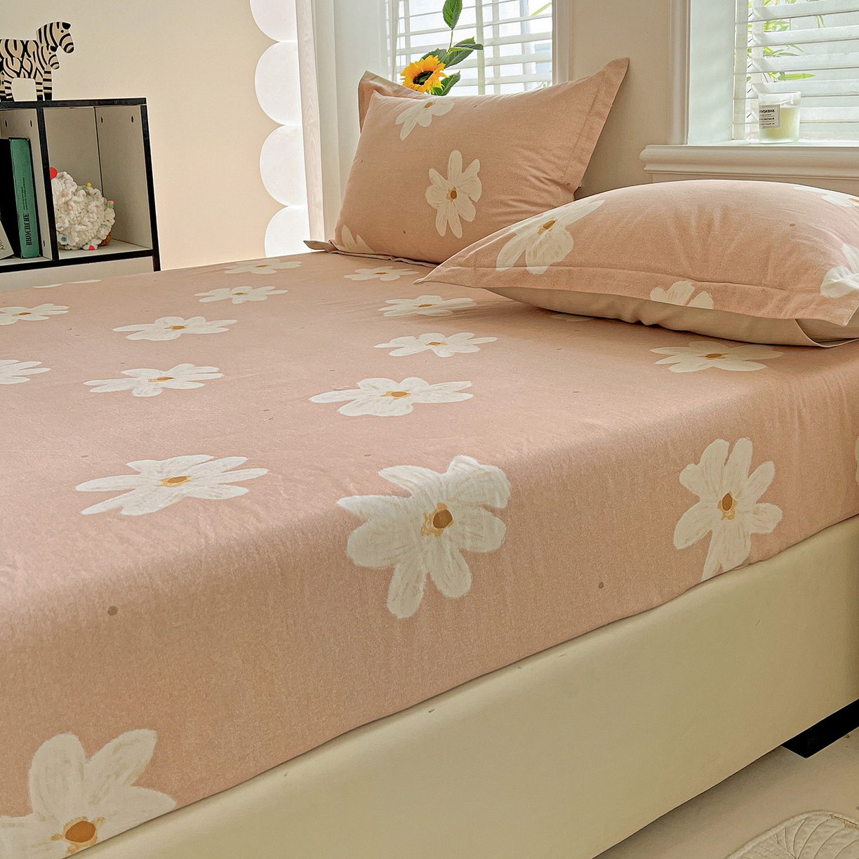 91家纺网 家纺一手货源 找家纺 依庭 2025新款高克重全棉纯棉磨毛印花床笠单品床笠 寻悦-桔