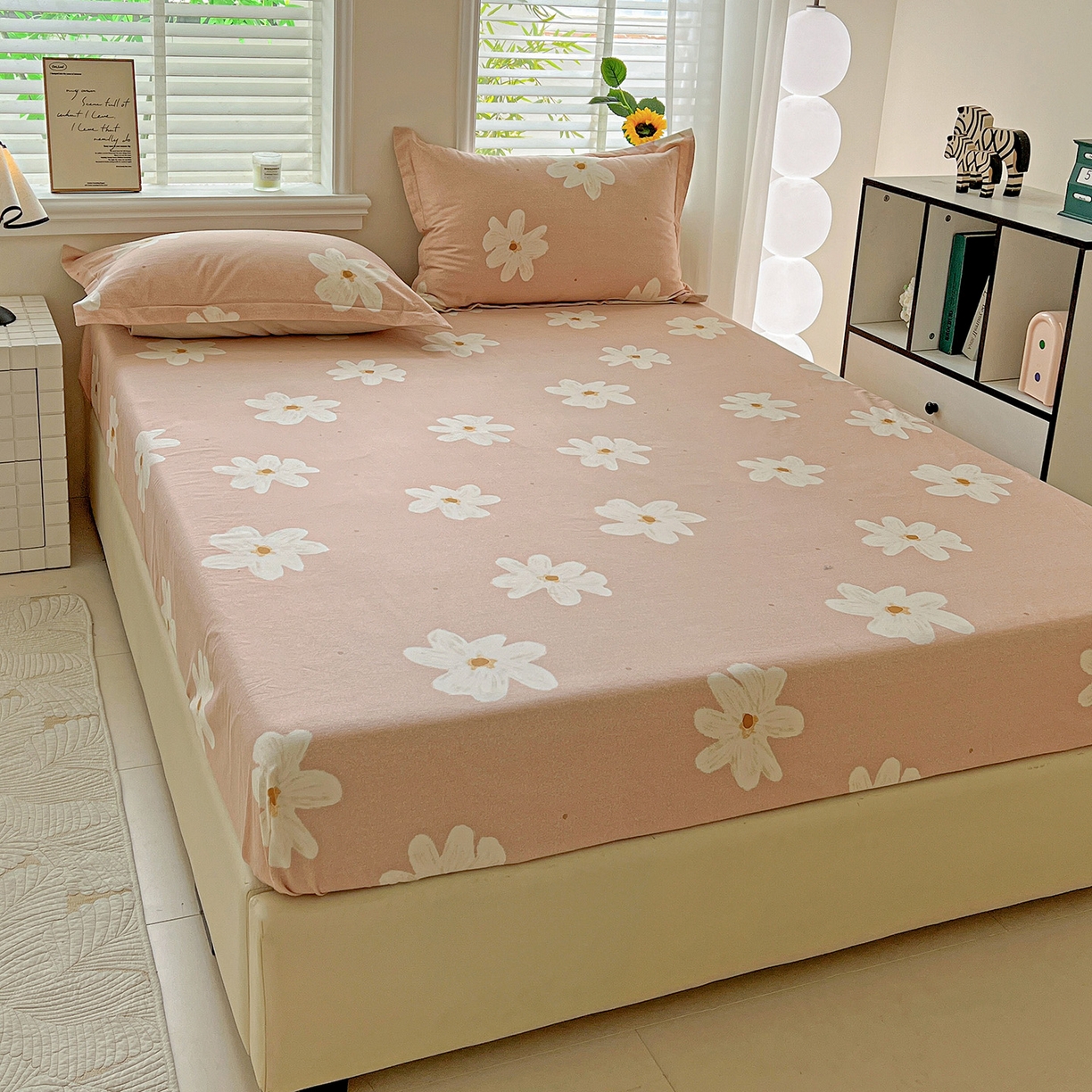 91家纺网 家纺一手货源 找家纺 依庭 2025新款高克重全棉纯棉磨毛印花床笠单品床笠 寻悦-桔