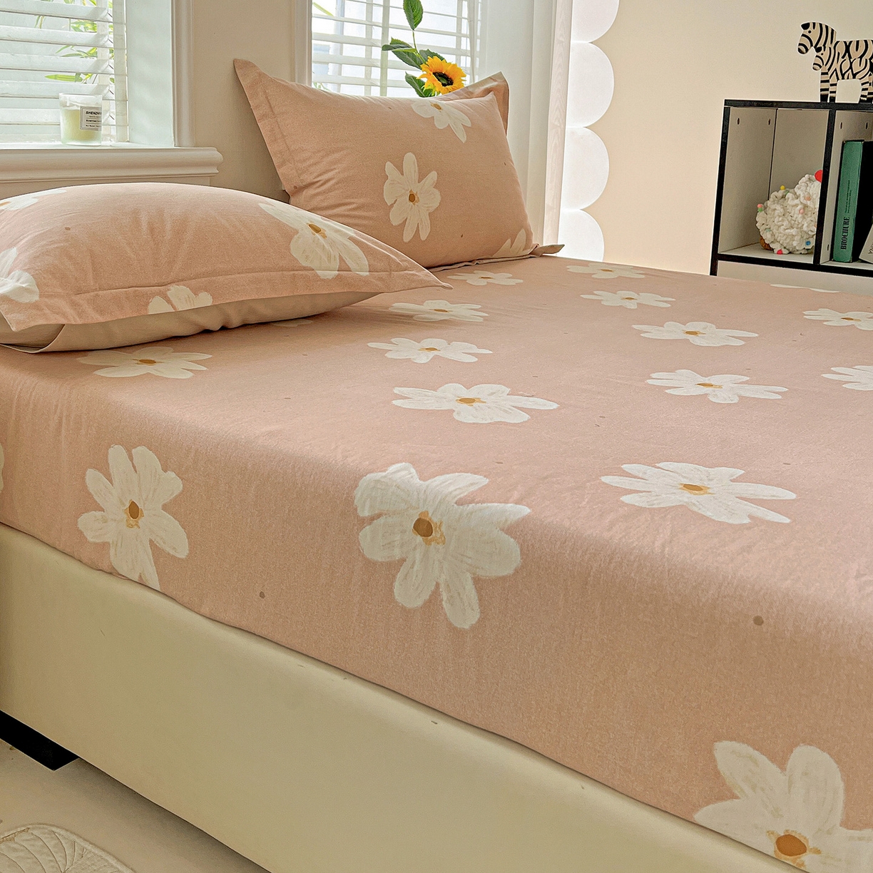 91家纺网 家纺一手货源 找家纺 依庭 2025新款高克重全棉纯棉磨毛印花床笠单品床笠 寻悦-桔