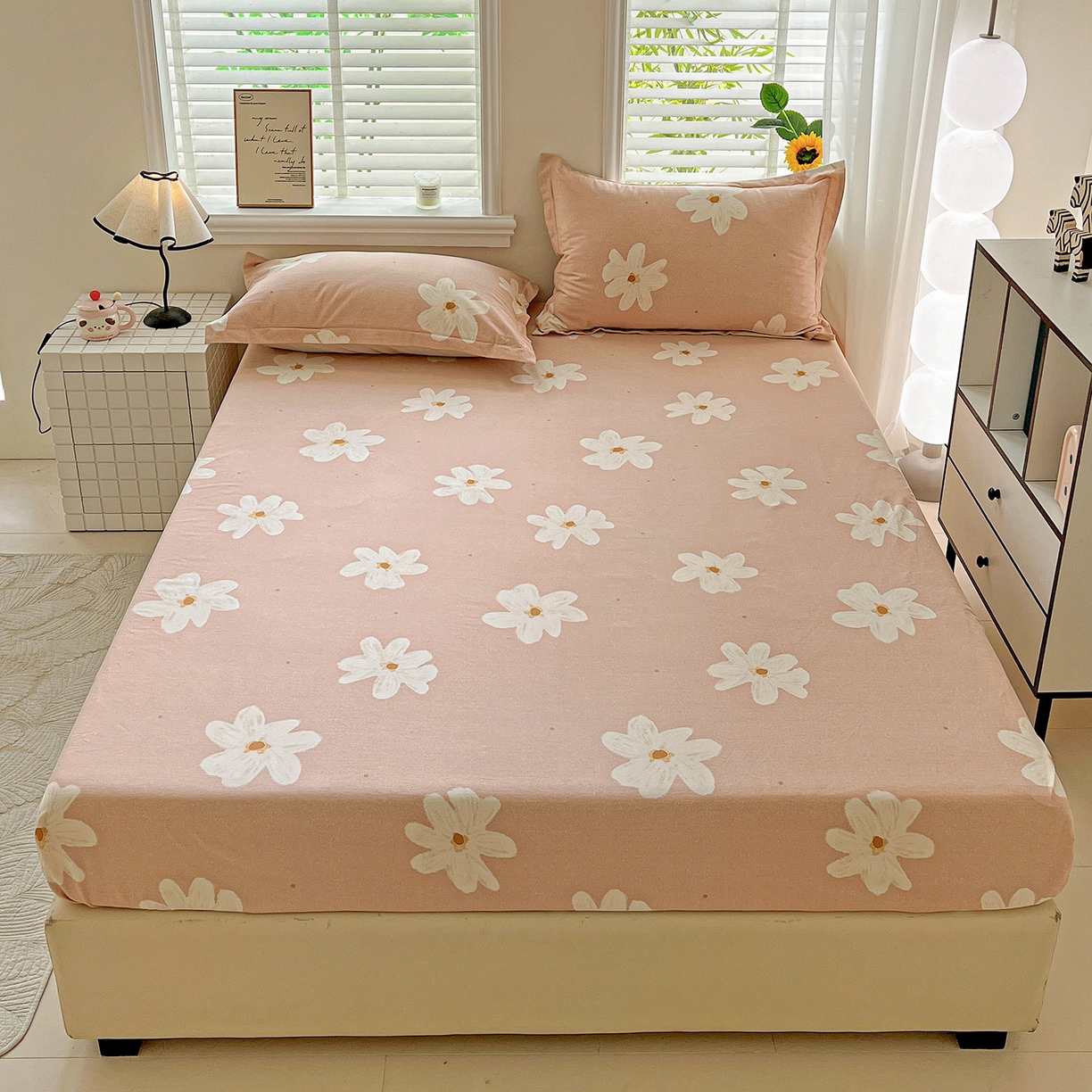 91家纺网 家纺一手货源 找家纺 依庭 2025新款高克重全棉纯棉磨毛印花床笠单品床笠 寻悦-桔