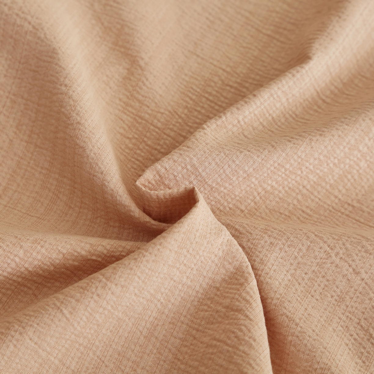 91家纺网 家纺一手货源 找家纺 恋之语 2025新款皱皱纱木棉毛巾绣四件套及单被套系列-俏皮熊 俏皮熊-浅咖