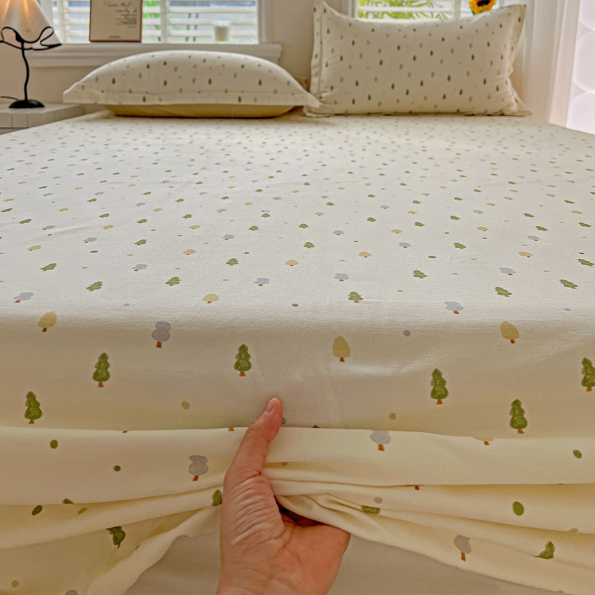 91家纺网 家纺一手货源 找家纺 依庭 2025新款高克重全棉纯棉磨毛印花床笠单品床笠 叶叶情深