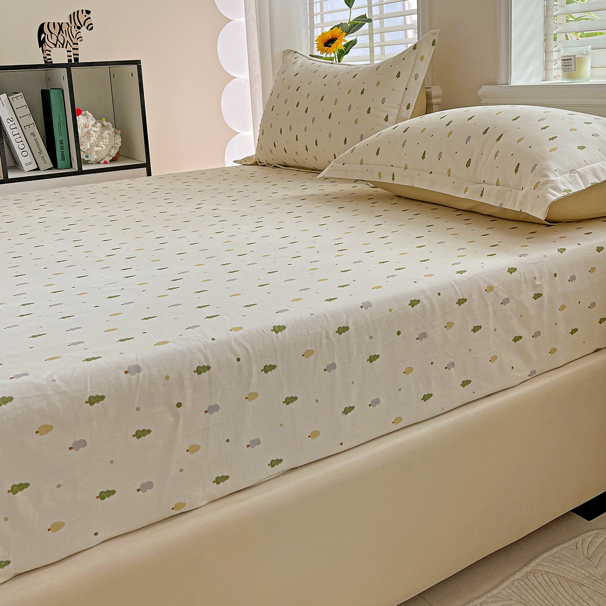 91家纺网 家纺一手货源 找家纺 依庭 2025新款高克重全棉纯棉磨毛印花床笠单品床笠 叶叶情深