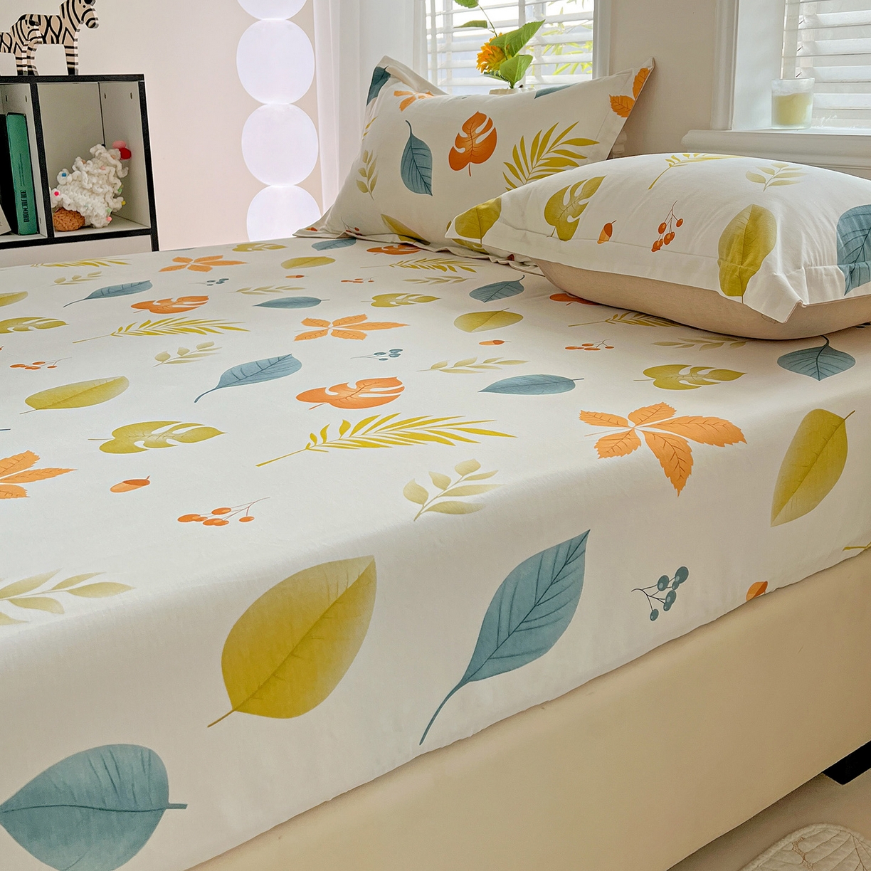 91家纺网 家纺一手货源 找家纺 依庭 2025新款高克重全棉纯棉磨毛印花床笠单品床笠 叶之恋