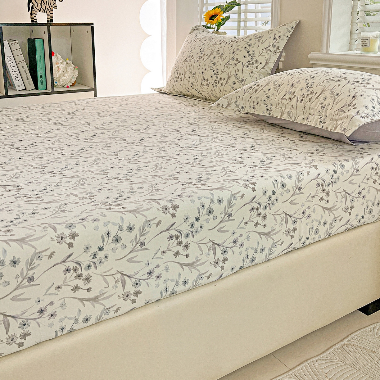 91家纺网 家纺一手货源 找家纺 依庭 2025新款高克重全棉纯棉磨毛印花床笠单品床笠 樱贝