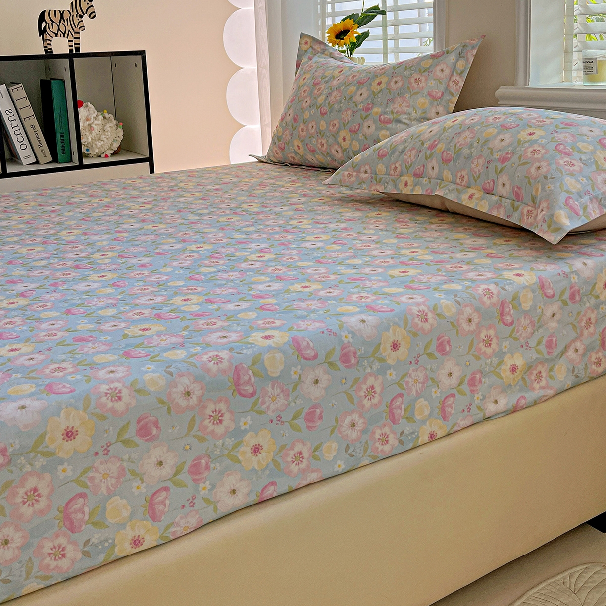 91家纺网 家纺一手货源 找家纺 依庭 2025新款高克重全棉纯棉磨毛印花床笠单品床笠 樱絮仙踪