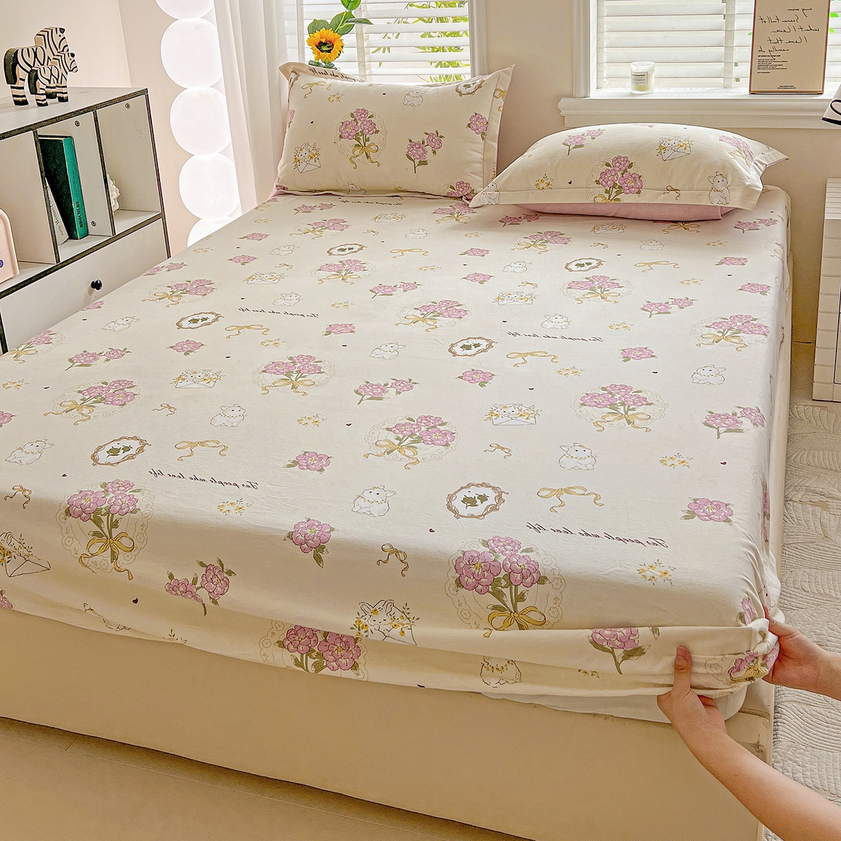 91家纺网 家纺一手货源 找家纺 依庭 2025新款高克重全棉纯棉磨毛印花床笠单品床笠 优漫