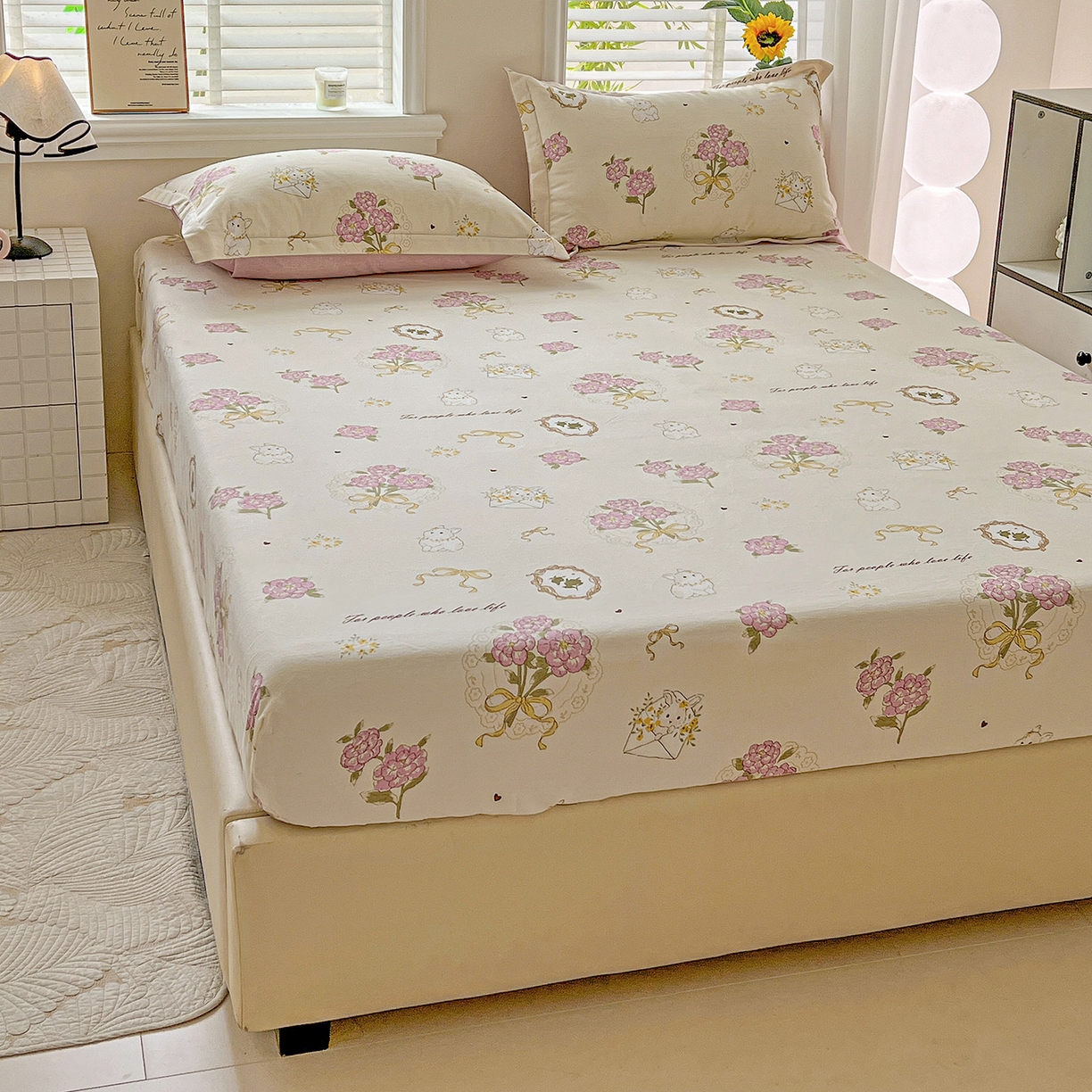 91家纺网 家纺一手货源 找家纺 依庭 2025新款高克重全棉纯棉磨毛印花床笠单品床笠 优漫