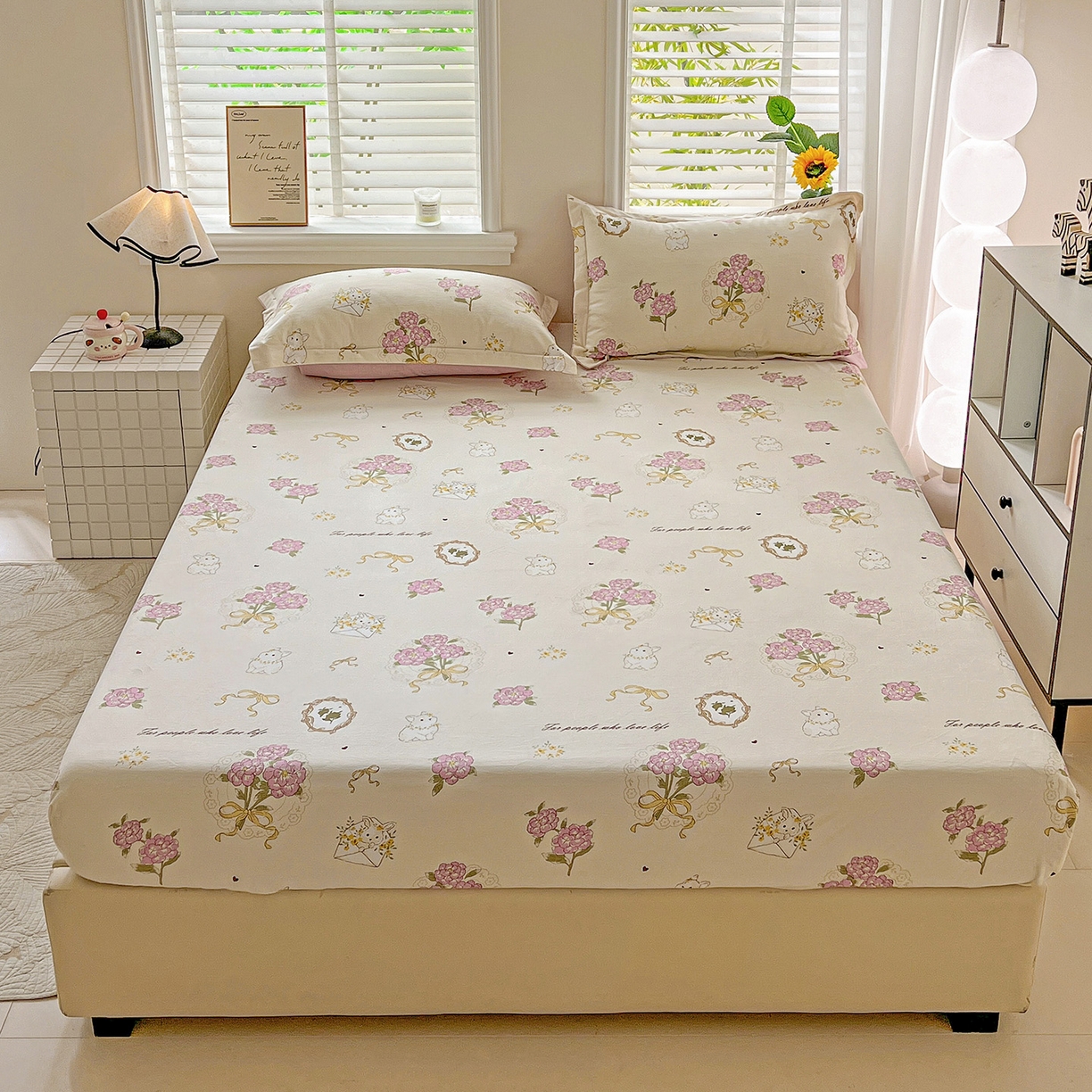 91家纺网 家纺一手货源 找家纺 依庭 2025新款高克重全棉纯棉磨毛印花床笠单品床笠 优漫