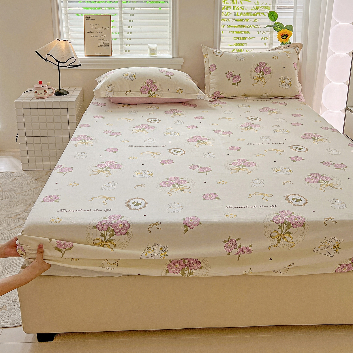 91家纺网 家纺一手货源 找家纺 依庭 2025新款高克重全棉纯棉磨毛印花床笠单品床笠 优漫