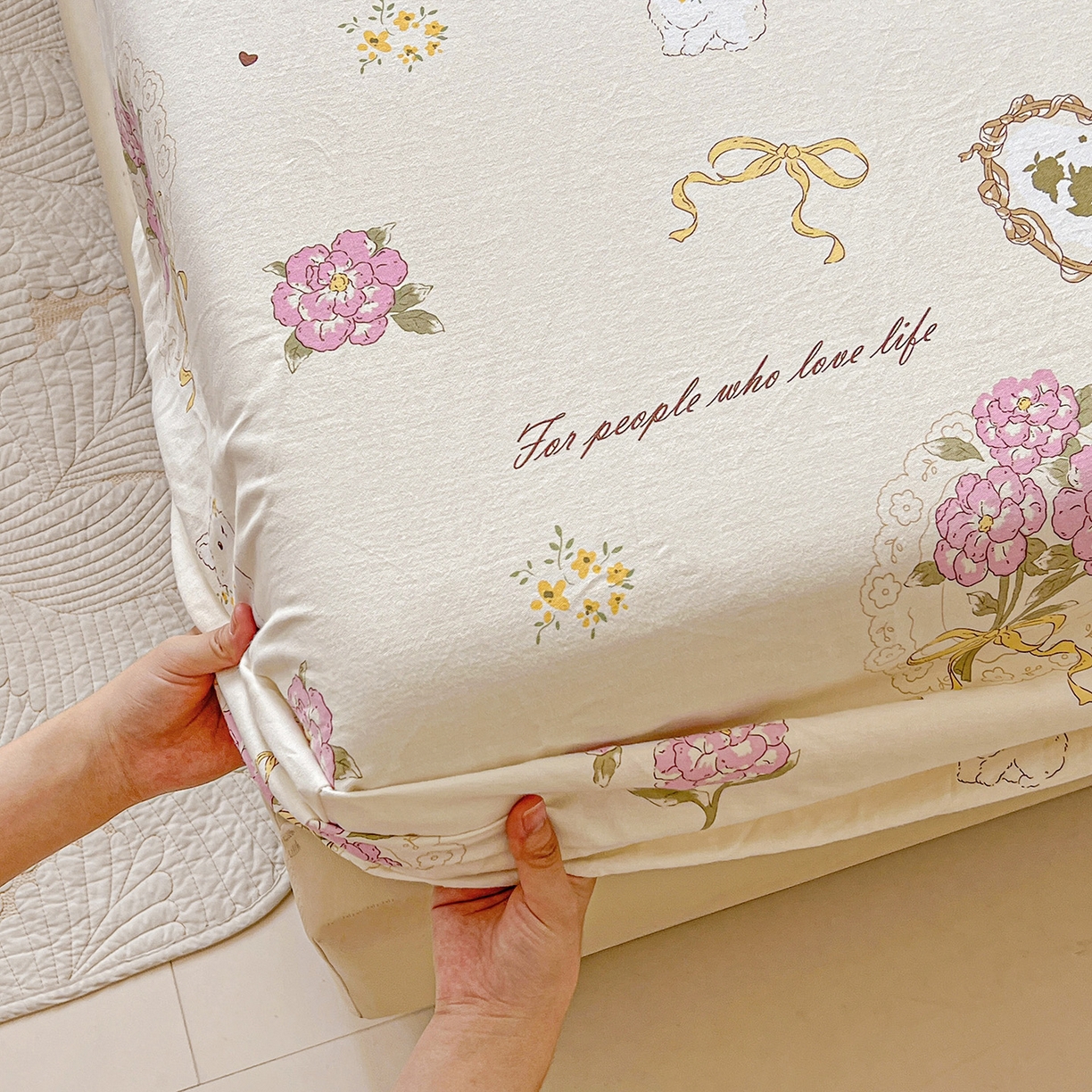 91家纺网 家纺一手货源 找家纺 依庭 2025新款高克重全棉纯棉磨毛印花床笠单品床笠 优漫