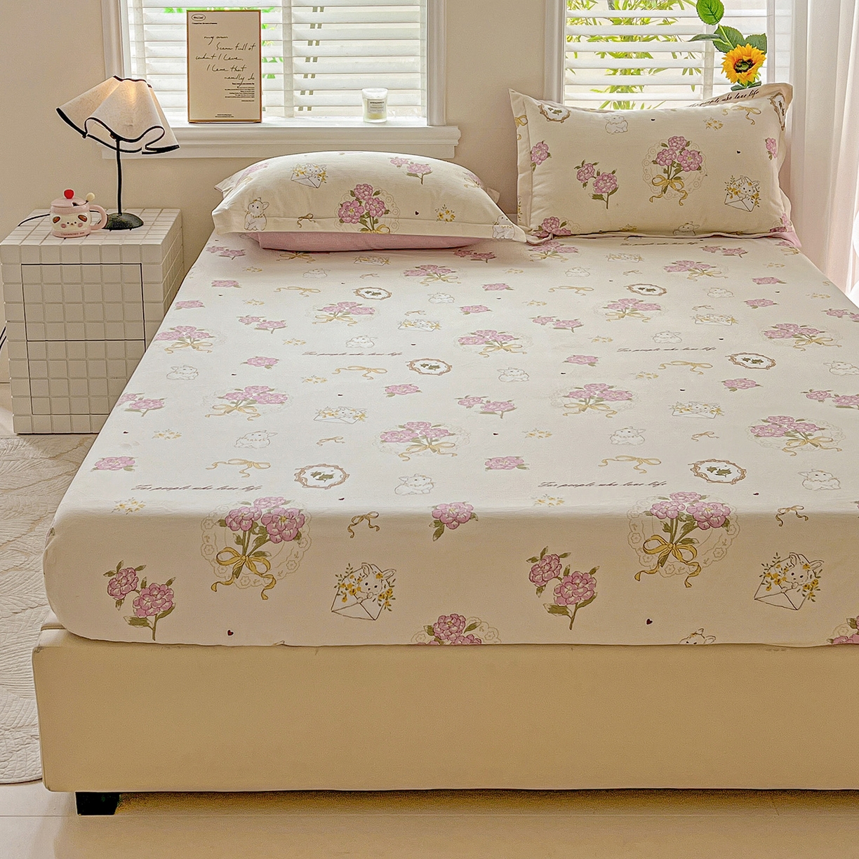 91家纺网 家纺一手货源 找家纺 依庭 2025新款高克重全棉纯棉磨毛印花床笠单品床笠 优漫