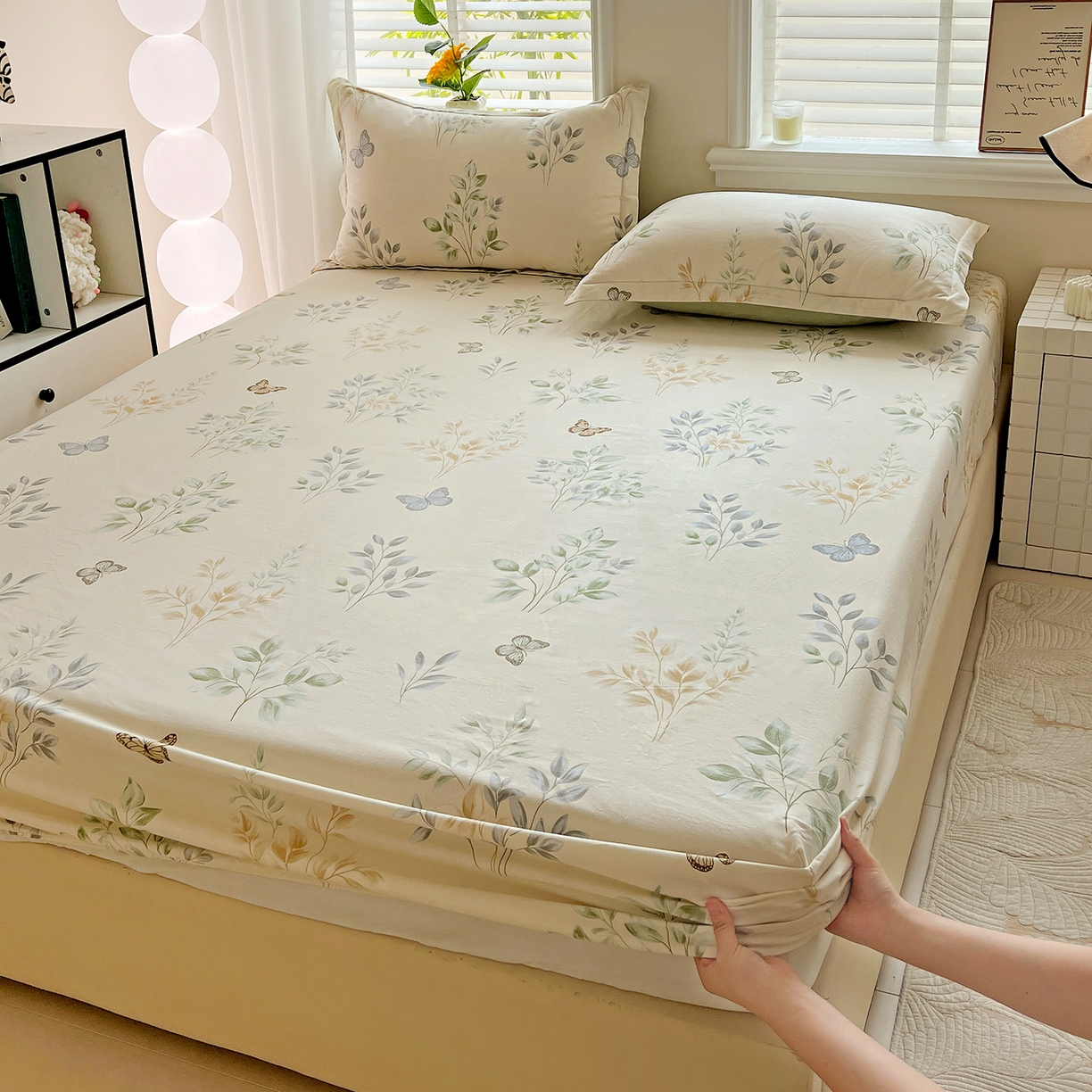 91家纺网 家纺一手货源 找家纺 依庭 2025新款高克重全棉纯棉磨毛印花床笠单品床笠 悠悠仙草