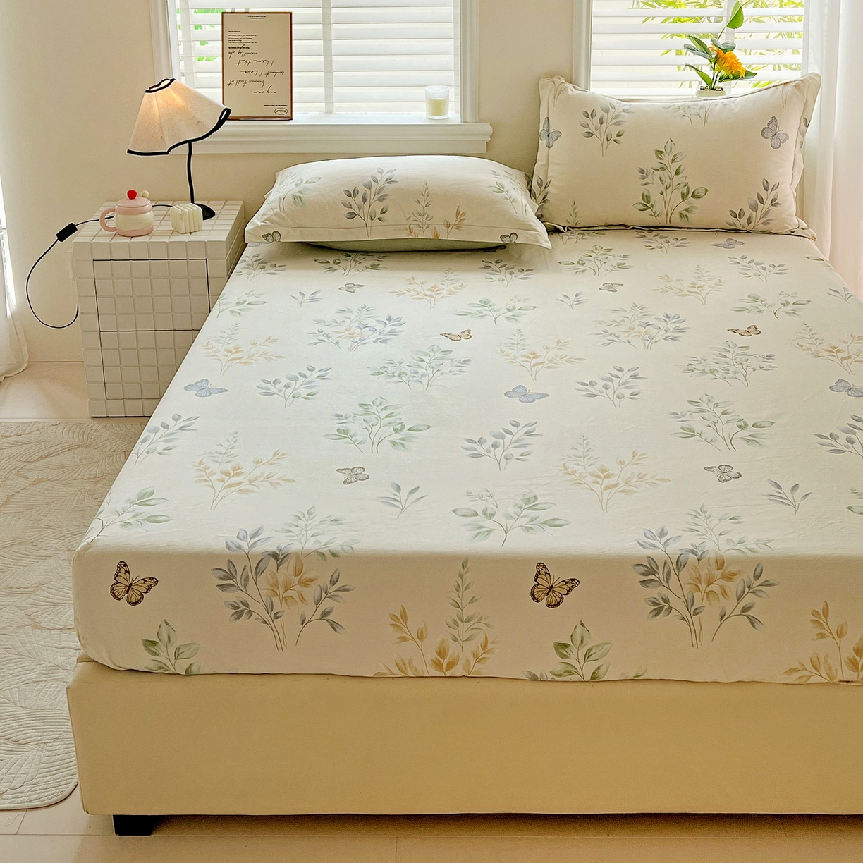 91家纺网 家纺一手货源 找家纺 依庭 2025新款高克重全棉纯棉磨毛印花床笠单品床笠 悠悠仙草