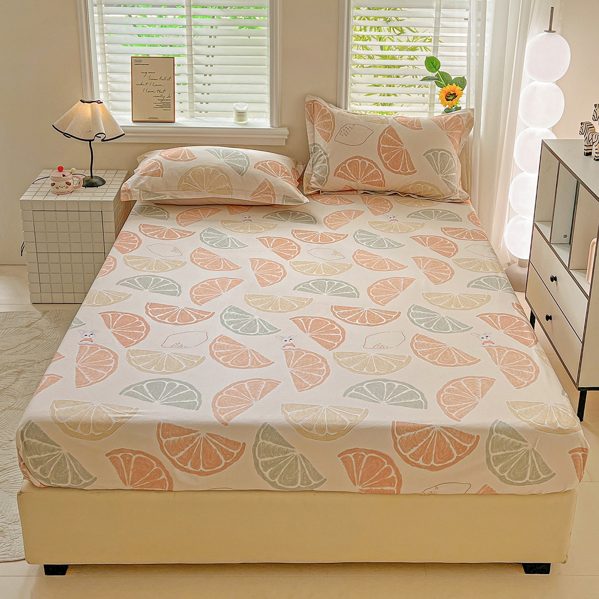 91家纺网 家纺一手货源 找家纺 依庭 2025新款高克重全棉纯棉磨毛印花床笠单品床笠 柚见