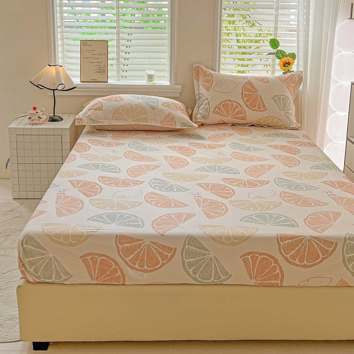 91家纺网 家纺一手货源 找家纺 依庭 2025新款高克重全棉纯棉磨毛印花床笠单品床笠 柚见