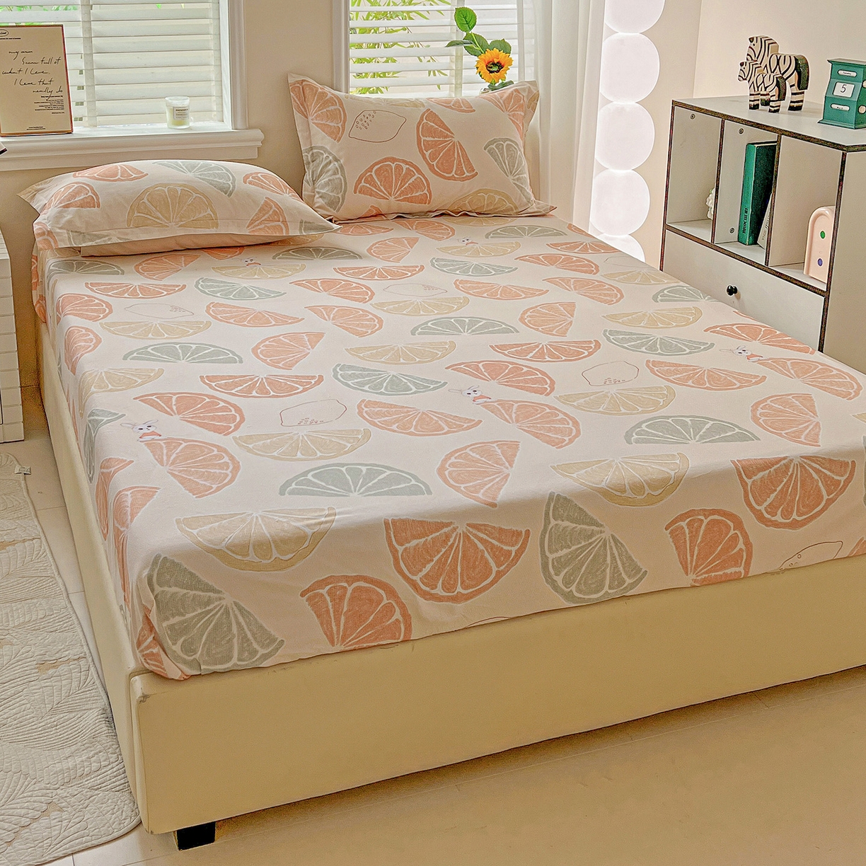 91家纺网 家纺一手货源 找家纺 依庭 2025新款高克重全棉纯棉磨毛印花床笠单品床笠 柚见