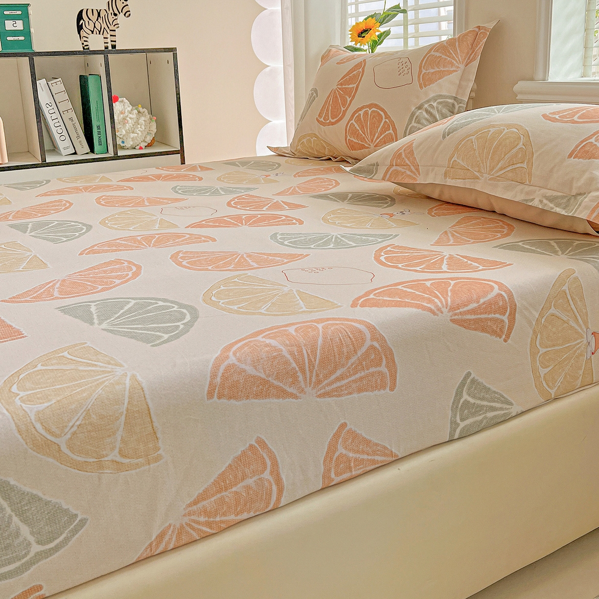 91家纺网 家纺一手货源 找家纺 依庭 2025新款高克重全棉纯棉磨毛印花床笠单品床笠 柚见