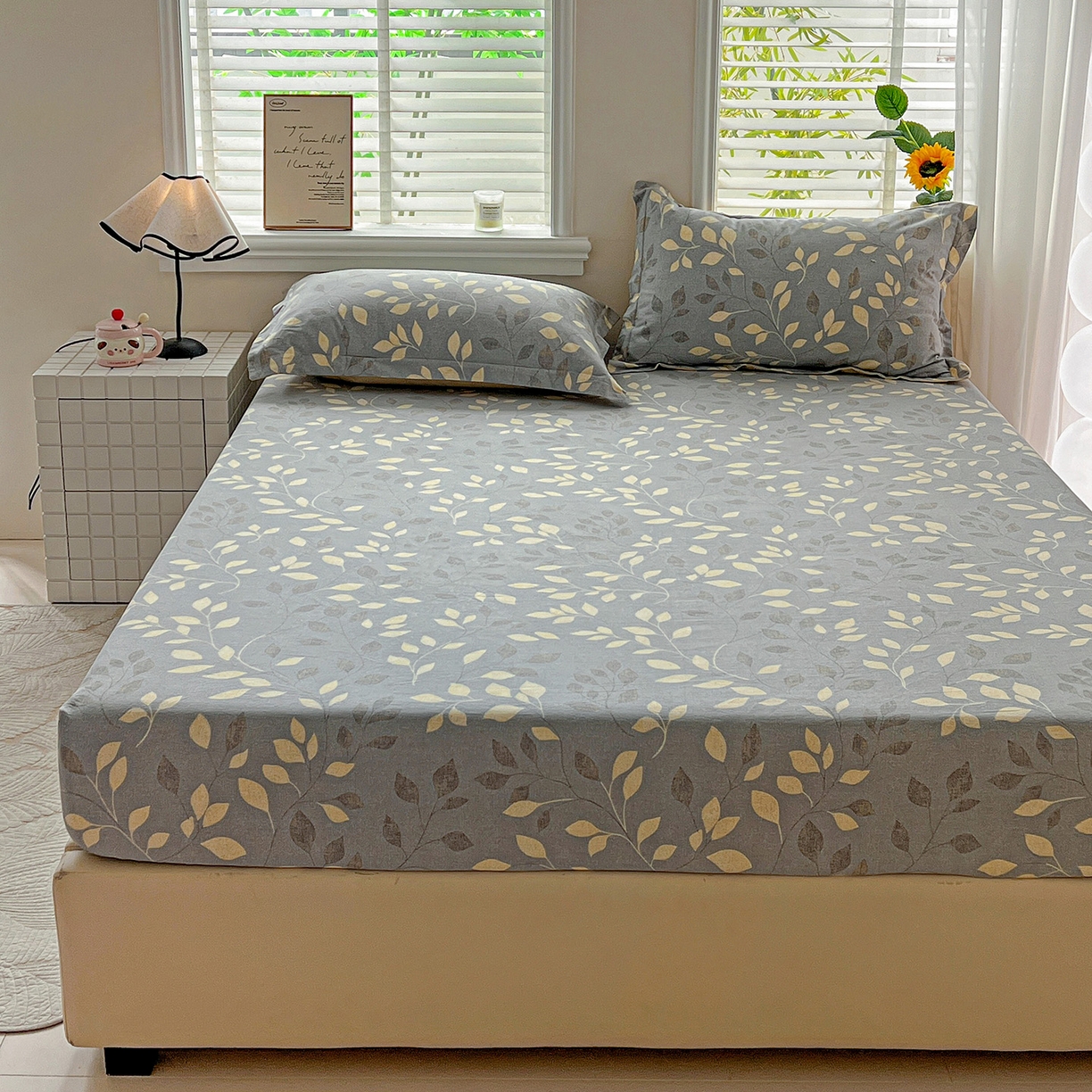 91家纺网 家纺一手货源 找家纺 依庭 2025新款高克重全棉纯棉磨毛印花床笠单品床笠 灼华