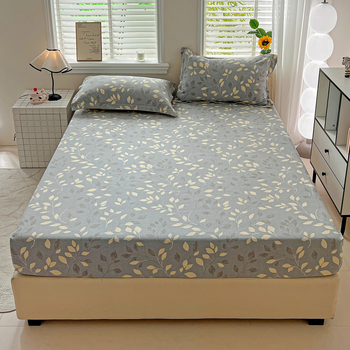 91家纺网 家纺一手货源 找家纺 依庭 2025新款高克重全棉纯棉磨毛印花床笠单品床笠 灼华