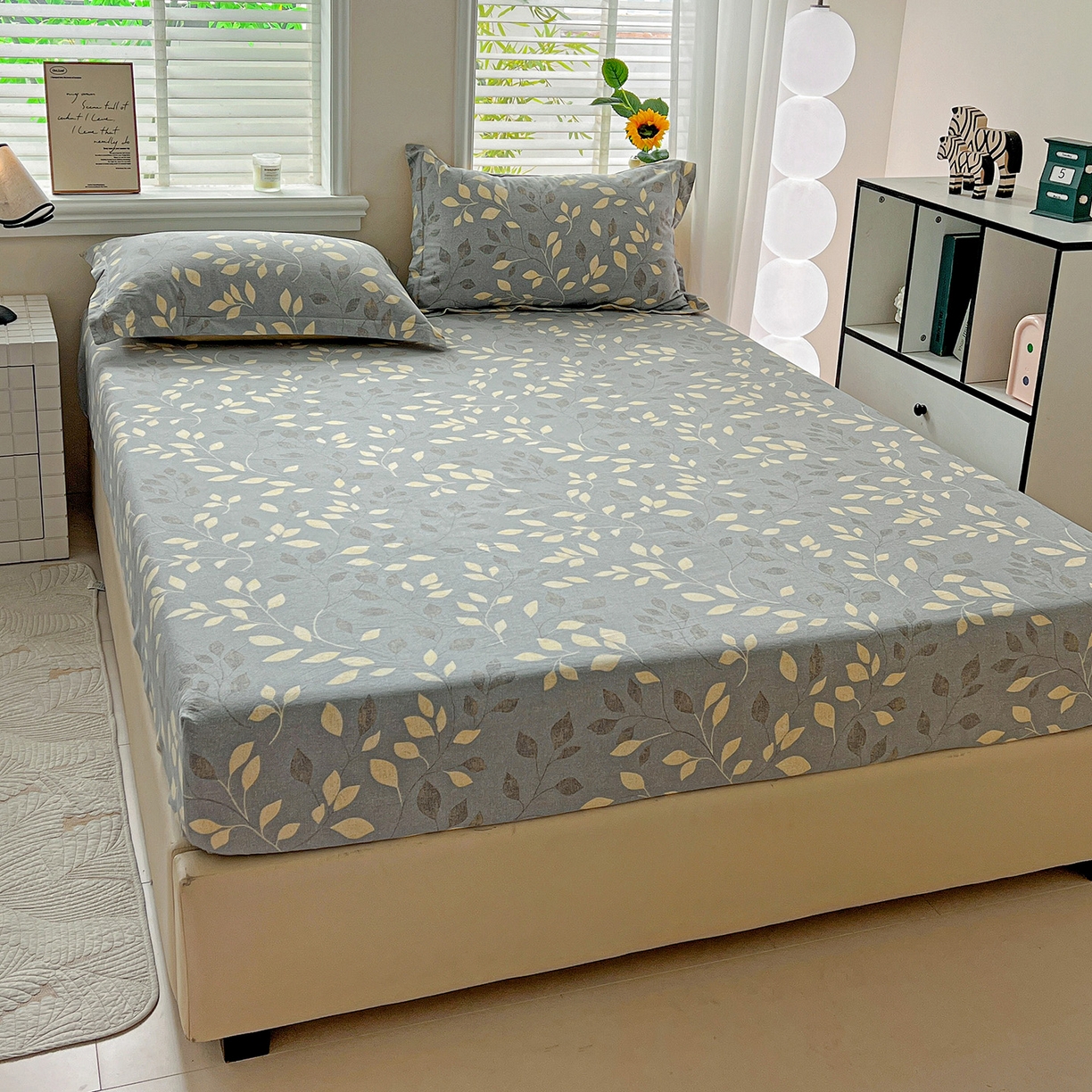 91家纺网 家纺一手货源 找家纺 依庭 2025新款高克重全棉纯棉磨毛印花床笠单品床笠 灼华