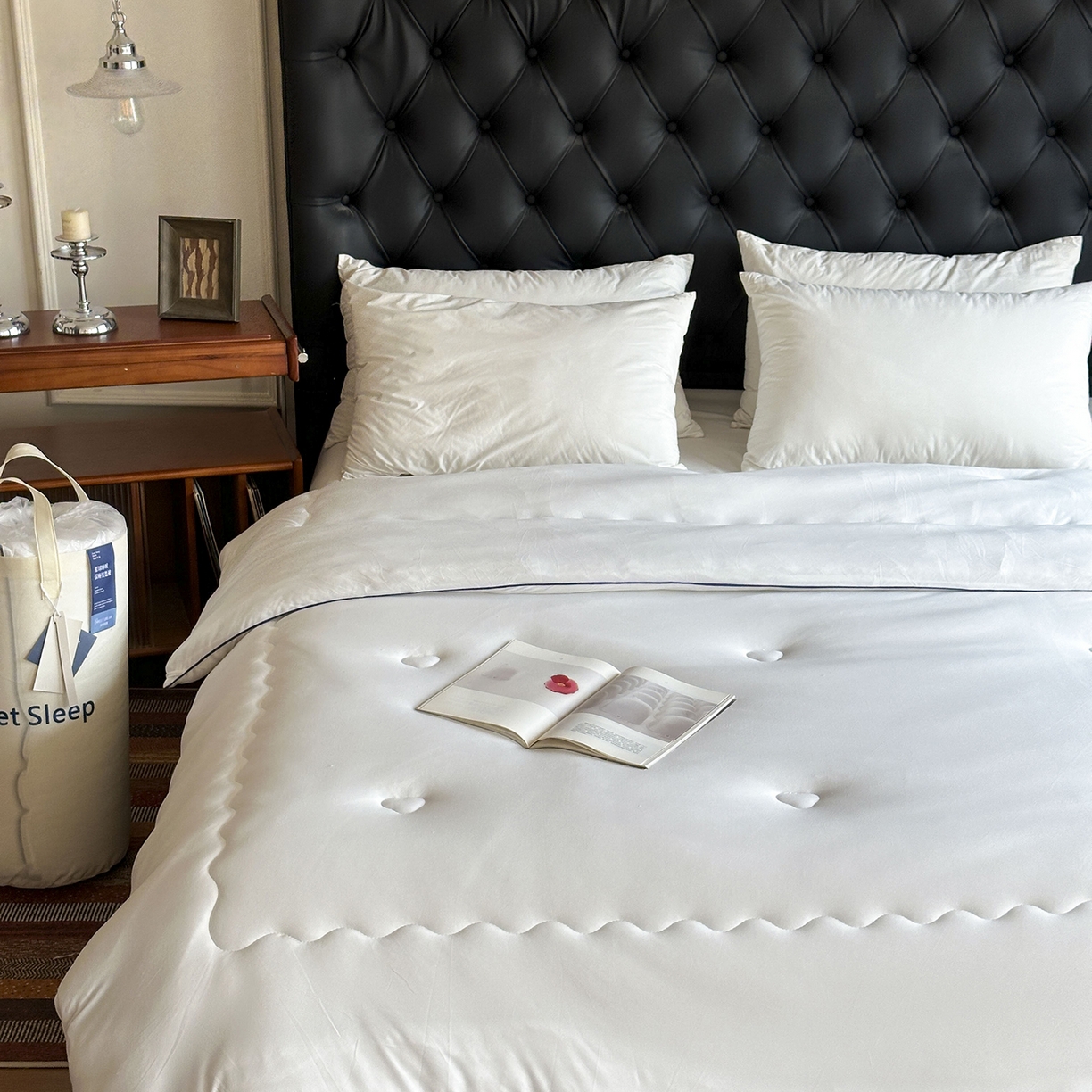 91家纺网 家纺一手货源 找家纺 色鬼布艺高端家居主号 2025新款星球深睡控温被被子被芯 白色