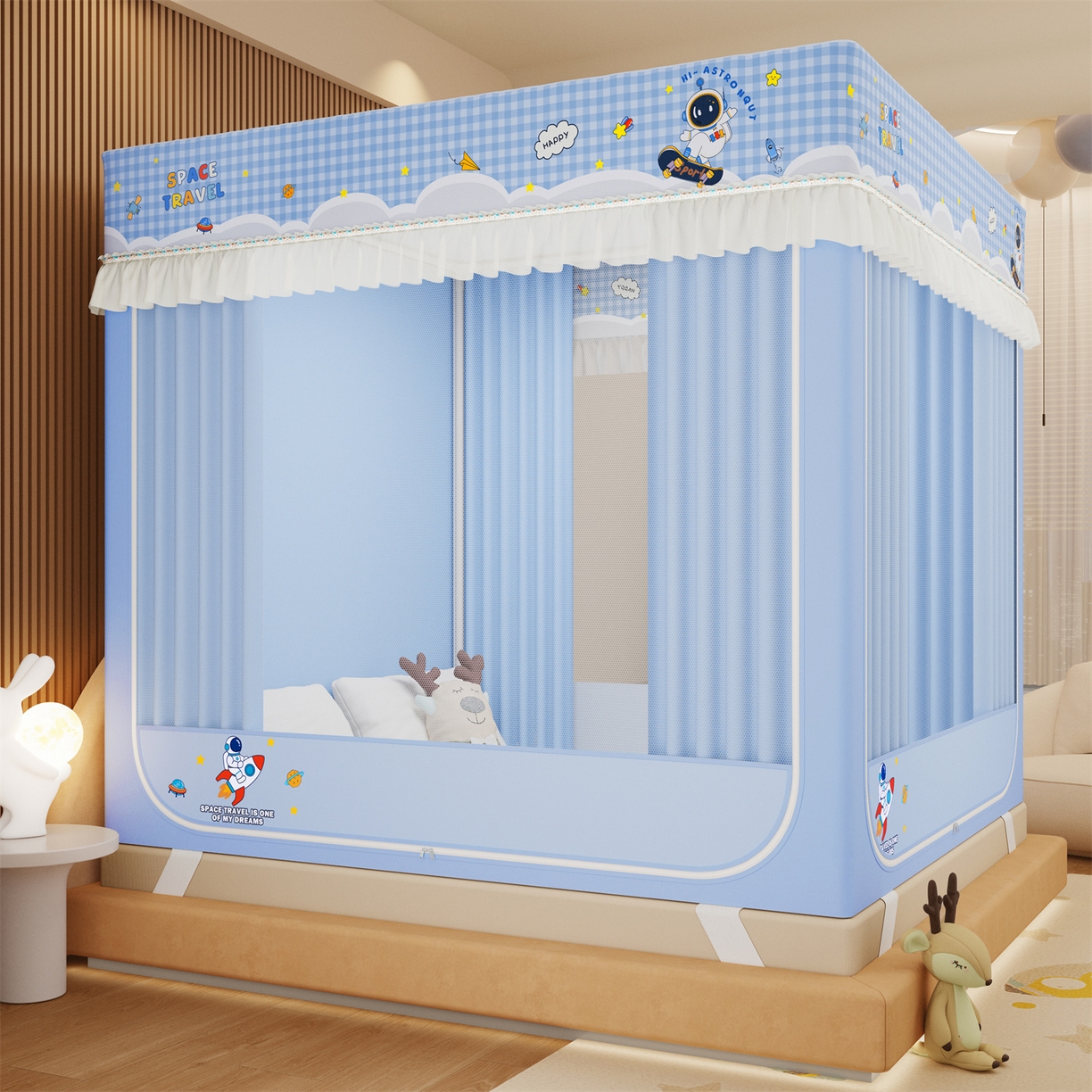 91家纺网 家纺一手货源 找家纺 （总）艾晶美家纺有限公司 2025新款坐床家用卡通床帘遮光蚊帐