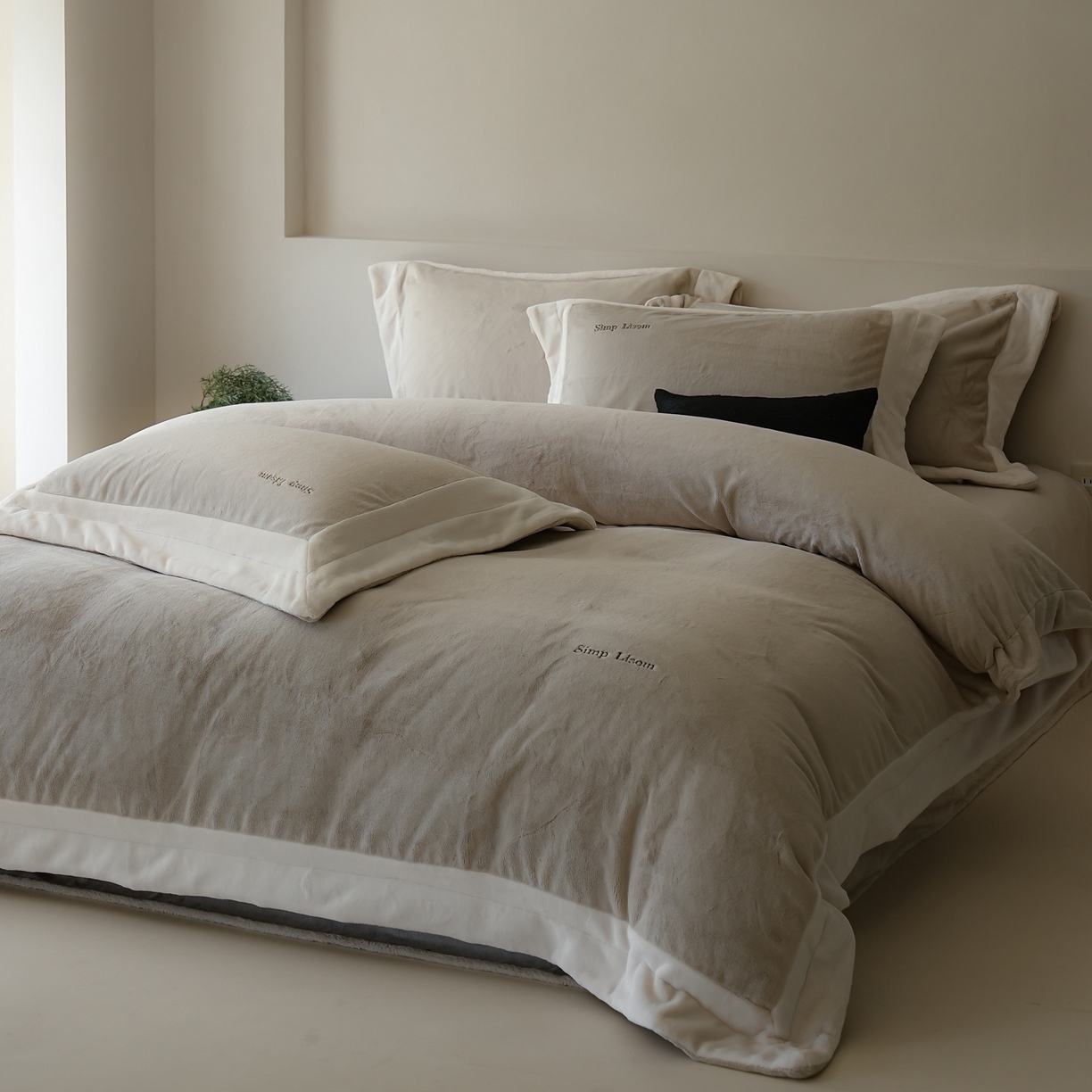 91家纺网 家纺一手货源 找家纺 简纯主义 2025新款270g全消光全工艺奶芙绒四件套-赫尔曼系列 【控价】：日常店铺券后价格：358/398 赫尔曼灰