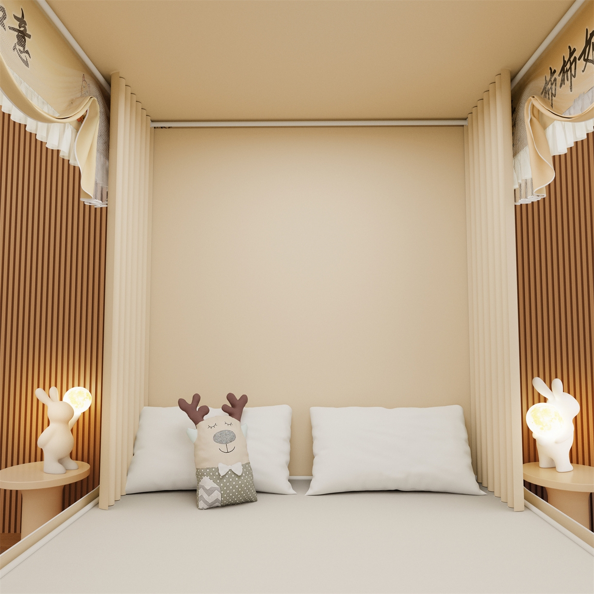 91家纺网 家纺一手货源 找家纺 艾晶美家纺有限公司 2025新款坐床家用卡通床帘遮光蚊帐 柿柿如意