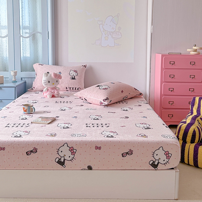 91家纺网 家纺一手货源 找家纺 （总）爱丽丝 2025新款正版授权三丽鸥牛奶绒单品床笠枕套