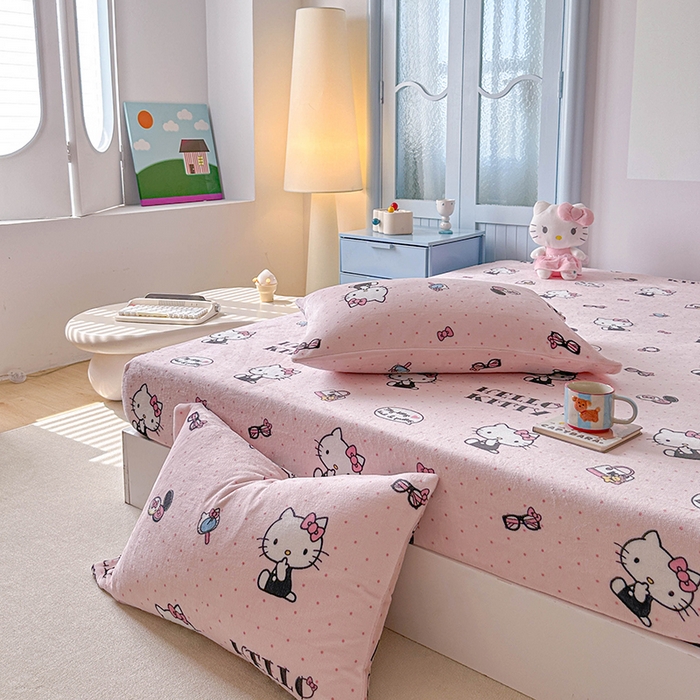 91家纺网 家纺一手货源 找家纺 （总）爱丽丝 2025新款正版授权三丽鸥牛奶绒单品床笠枕套