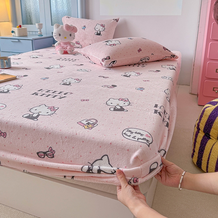 91家纺网 家纺一手货源 找家纺 （总）爱丽丝 2025新款正版授权三丽鸥牛奶绒单品床笠枕套