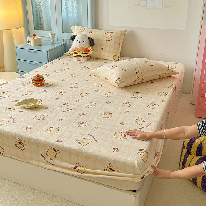 91家纺网 家纺一手货源 找家纺 （总）爱丽丝 2025新款正版授权三丽鸥牛奶绒单品床笠枕套