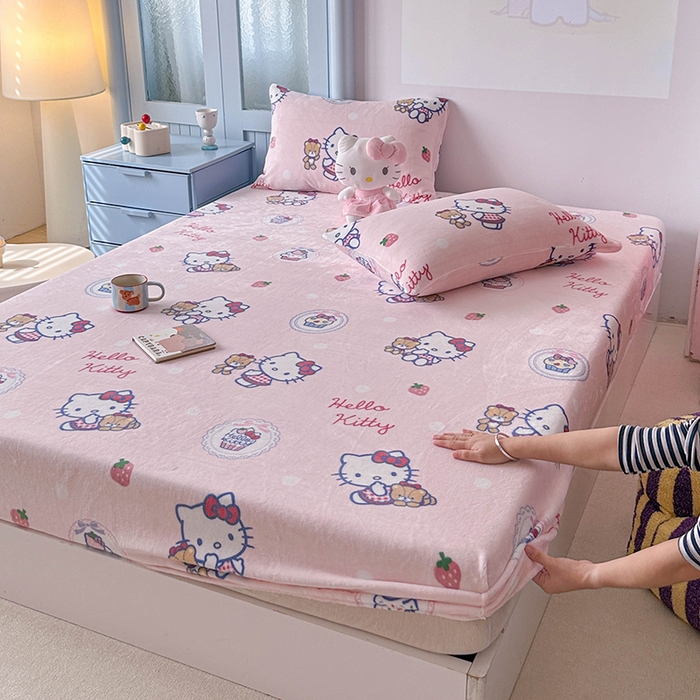 91家纺网 家纺一手货源 找家纺 （总）爱丽丝 2025新款正版授权三丽鸥牛奶绒单品床笠枕套