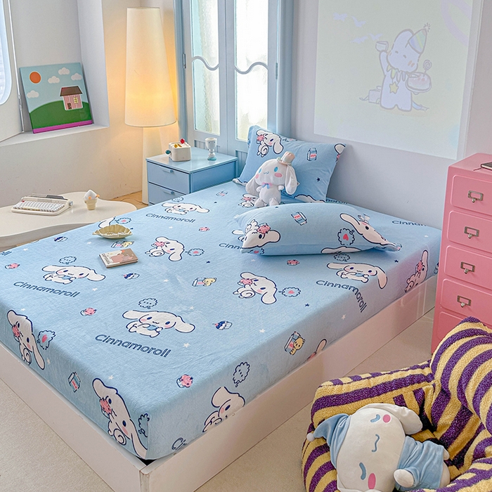 91家纺网 家纺一手货源 找家纺 爱丽丝 2025新款正版授权三丽鸥牛奶绒单品床笠枕套 甜品玉桂狗