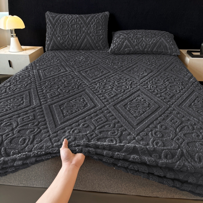 91家纺网 家纺一手货源 找家纺 （总）米瑞娜 2025秋冬新款塔芙绒床笠三件套跨境单床笠外贸单品现货尺寸齐全