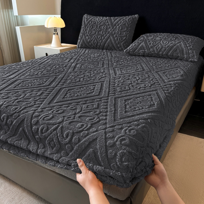 91家纺网 家纺一手货源 找家纺 （总）米瑞娜 2025秋冬新款塔芙绒床笠三件套跨境单床笠外贸单品现货尺寸齐全